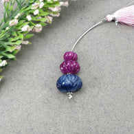 RUBY And Sapphire Gemstone Carving Loose Beads : 69.25cts Natural Untreated Red Ruby Hand Carved Melon Beads 11mm - 18.5mm