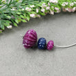 RUBY And Sapphire Gemstone Carving Loose Beads : 71.85cts Natural Untreated Red Ruby Hand Carved Melon Beads 10.5mm - 21mm