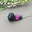 Sapphire And Ruby Gemstone Carving Loose Beads : 93.30cts Natural Untreated Red Ruby Hand Carved Melon Beads 9mm - 20.5mm