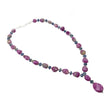 Ruby & Blue Sapphire Gemstone NECKLACE: 74.38gms Natural Untreated Bi-Color Zoisite Ruby 925 Sterling Silver 7mm - 21*16mm 19.5"