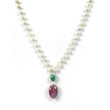 Star Ruby yellow Sapphire Chrysoberyl Cat's Eye Beads NECKLACE : 85.95ct Natural Untreated With 925 Sterling Silver  5mm - 20.5*14mm 19.5"
