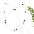 Ruby Blue Sapphire NECKLACE : 33.85cts Natural Untreated Briolette Ruby With 925 Sterling Silver 4mm - 6mm 22"