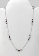 Ruby Blue Sapphire NECKLACE : 33.85cts Natural Untreated Briolette Ruby With 925 Sterling Silver 4mm - 6mm 22
