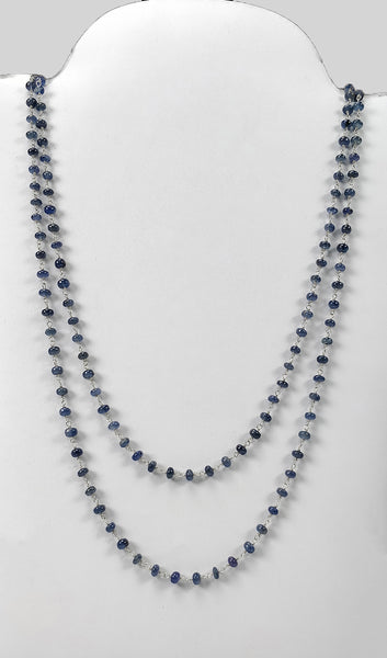 Burmese Blue Sapphire NECKLACE : 116.60cts Natural Untreated Blue Sapphire Plain Round Shape With 925 Sterling Silver 4.5mm - 5mm 40"