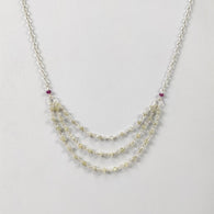 Chrysoberyl Cat's Eye And Ruby Beads NECKLACE : 27.65cts Natural Untreated With 925 Sterling Silver 3mm - 3.5mm 19
