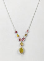 Watermelon Tourmaline Gemstone NECKLACE : 29.25cts Natural Untreated Oval Plain Tourmaline With 925 Sterling Silver 6*5mm - 13*10mm 21