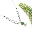 Multi Sapphire & Serpentine Gemstone Beads Chain NECKLACE : 37.30cts Natural Untreated With 925 Sterling Silver Necklace 3mm - 11mm 19.25"