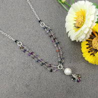 Multi Sapphire Gemstone Beads Chain NECKLACE : 37.75cts Natural Untreated With 925 Sterling Silver Necklace 3mm - 8mm 21