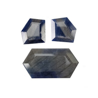 BLUE SILVER Sheen SAPPHIRE Gemstone Normal Cut : 41.90cts Natural Untreated Unheated Sapphire Uneven Shape 3pcs