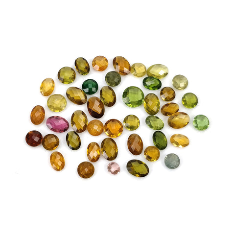 Multi Color TOURMALINE Gemstone Both Side Checker Cut : 21.25cts Natural Untreated Watermelon Tourmaline Oval Shape 5mm - 7*5mm 43pcs