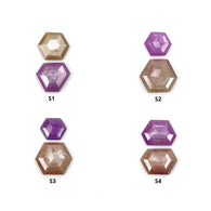 Sapphire Gemstone Normal & Step Cut : Natural Untreated Unheated Raspberry Pink And Orange Sapphire Hexagon Shape 2pcs Set