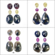 MULTI SAPPHIRE Gemstone Rose & Step Cut : Natural Untreated Unheated Sapphire Bi-Color Uneven Pear Oval Shape 6pcs