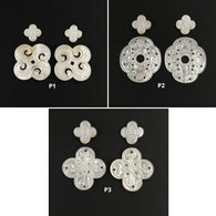 White MOTHER Of PEARL Gemstone : Natural Untreated Unheated Mop Hand Carved Uneven Shape 4pcs
