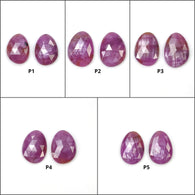 Raspberry Sheen SAPPHIRE Gemstone Rose Cut : Natural Untreated Unheated Pink Sapphire Egg Shape 2pcs