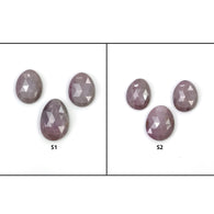 बेबी पिंक नीलम रत्न गुलाब कट: प्राकृतिक अनुपचारित बिना गरम किया हुआ नीलम अंडा आकार 3 पीस