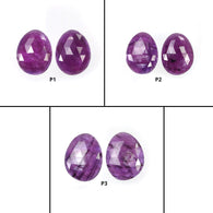 PURPLE Sheen SAPPHIRE Gemstone Rose Cut : Natural Untreated Untreated Sapphire Egg Shape Pairs