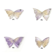 AMETRINE Gemstone Carving : Natural Untreated Unheated Purple Yellow Ametrine Hand Carved Butterfly Pair