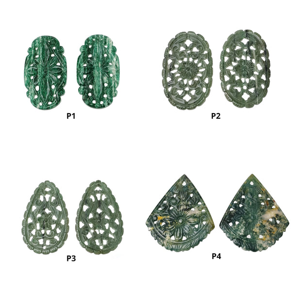 GREEN QUARTZ Gemstone Carving : Natural Untreated Quartz Hand Carved Oval Egg Uneven Shape Pair