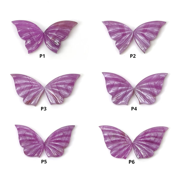 Raspberry Sheen SAPPHIRE Gemstone Carving : Natural Untreated Unheated Pink Sapphire Hand Carved BUTTERFLY Pair