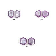 Sapphire Gemstone Normal Cut : Natural Untreated Unheated Raspberry Pink Sheen Sapphire Hexagon Shape Pair