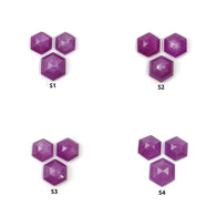 Sapphire Gemstone Step Cut : Natural Untreated Unheated Raspberry Pink Sheen Sapphire Hexagon Shape 3pcs Sets