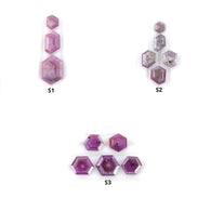 Sapphire Gemstone Normal Cut : Natural Untreated Unheated Raspberry Pink Sheen Sapphire Hexagon Shape 3pcs & 5pcs Sets