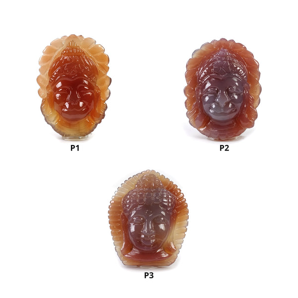 Agate Gemstone Carving : Natural Untreated Unheated Orange Agate Hand Carved Lord HANUMANA And BUDDHA