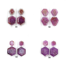 Sapphire Gemstone Normal Cut : Natural Untreated Raspberry Pink Sapphire Hexagon Shape 4pcs