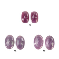 नीलम रत्न गुलाब कट: प्राकृतिक अनुपचारित बिना गर्म किया हुआ गुलाबी नीलम कुशन और अंडाकार आकार का जोड़ा