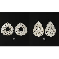 MOTHER OF PEARL Gemstone Carving : Natural Untreated White Mop Hand Carved Pear Shapes Pairs