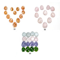 सनस्टोन मॉर्गनाइट क्रोम डायोपसाइड एक्वामरीन तंजानाइट रत्न गुलाब कट: प्राकृतिक अनुपचारित असमान अंडा आकार सेट