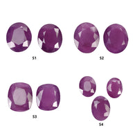 Ruby Gemstone Normal Cut : Natural Untreated Unheated Purple Ruby Oval Cushion Shape Pair & 3pcs