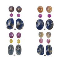 Sapphire Gemstone Rose & Step Cut : Natural Untreated Unheated Multi Sapphire Bi-Color Oval Hexagon Shape 6pcs Sets