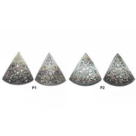 MOTHER OF PEARL Gemstone Carving : Natural Untreated Black Mop Hand Carved Triangle Shape Pairs