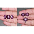स्टार रूबी रत्न कैबोचोन: प्राकृतिक अनुपचारित बिना गर्म किया हुआ लाल 6 रे स्टार रूबी अंडाकार और गोल आकार 3 पीस सेट