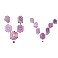 Sapphire Gemstone Flat Slices : Natural Untreated Rosemary Pink Sapphire Hexagon Shape 5pcs & 7pcs Sets