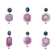 Sapphire Gemstone Flat Slices : Natural Untreated Rosemary Pink And Blue Sapphire Hexagon Shape Sets