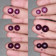 Star Ruby Gemstone Cabochon : Natural Untreated Unheated Red 6Ray Star Ruby Round Shape 2pcs Set