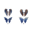Sapphire Gemstone Carving : Natural Untreated Blue Sapphire Hand Carved Bi-Color Butterfly And Angel Wings Pairs 2 Sets