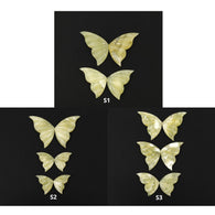 Opal Gemstone Carving : Natural Untreated Yellow Opal Hand Carved BUTTERFLY 2 & 3 pair Set