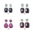 Sapphire Gemstone Rose Cut & Cabochon : Natural Untreated Unheated Multi Sapphire Bi-Color Cushion Pear Shape 4pcs Sets