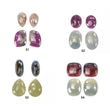Sapphire Gemstone Rose Cut : Natural Untreated Unheated Multi Sapphire Bi-Color Pear Oval Cushion Shape 4pcs Sets
