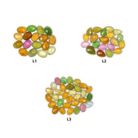 Multi Color TOURMALINE Gemstone Checker Cut : Natural Untreated Unheated Watermelon Tourmaline Oval Pear Shape Set