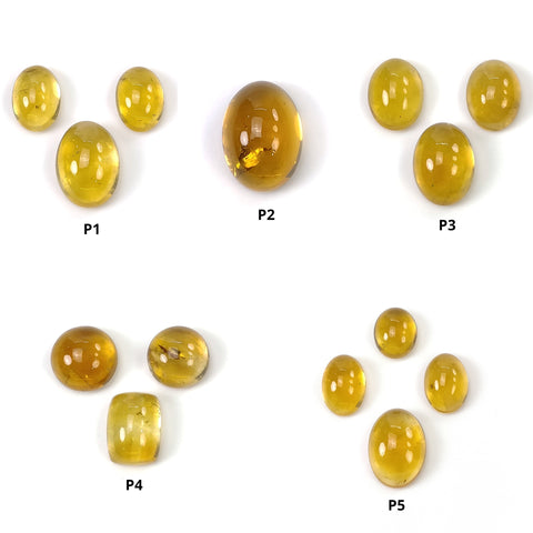 CITRINE Gemstone Cabochon : Natural Untreated Unheated Yellow Citrine Oval And Round Shape 1pcs 3pcs & 4pcs
