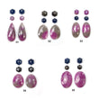 MULTI SAPPHIRE Gemstone Rose & Step Cut : Natural Untreated Unheated Sapphire Bi-Color Hexagon Oval Pear Shape 6pcs Set
