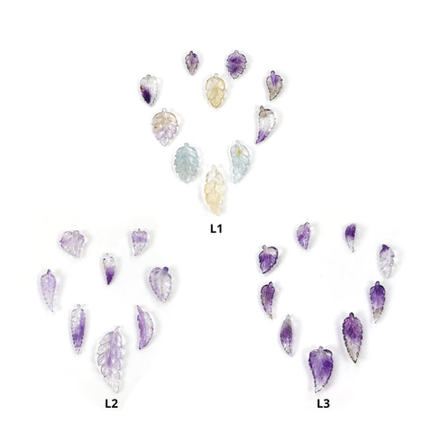 Amethyst Citrine Aquamarine Gemstone Carving : Natural Untreated Purple Amethyst Hand Carved Uneven Shape Leaves Lot