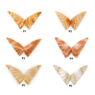 एगेट रत्न नक्काशी: प्राकृतिक अनुपचारित द्वि-रंग बोत्सवाना धारीदार एगेट हाथ नक्काशीदार तितली जोड़ी