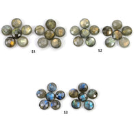 Labradorite Gemstone Checker Cut : Natural Untreated Rainbow Flashing Labradorite Round Shape Briolette 12pcs Set For Jewelry