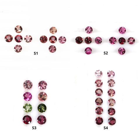 Multi Color TOURMALINE Gemstone Normal Cut : Natural Untreated Unheated Watermelon Tourmaline Round Shape Set