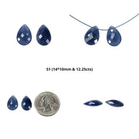 Sapphire Gemstone Rose & Checker Cut : Natural Untreated Unheated Blue Sapphire Faceted Drilled Almond Sets
